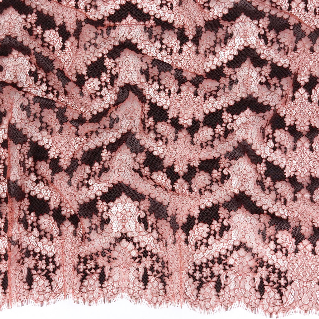 Double Sided Eyelash Border Chantilly Lace Fabric 4141 Mineral Red/Black