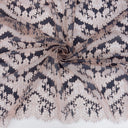Double Sided Eyelash Border Chantilly Lace Fabric 4141 Shell Pink/Navy