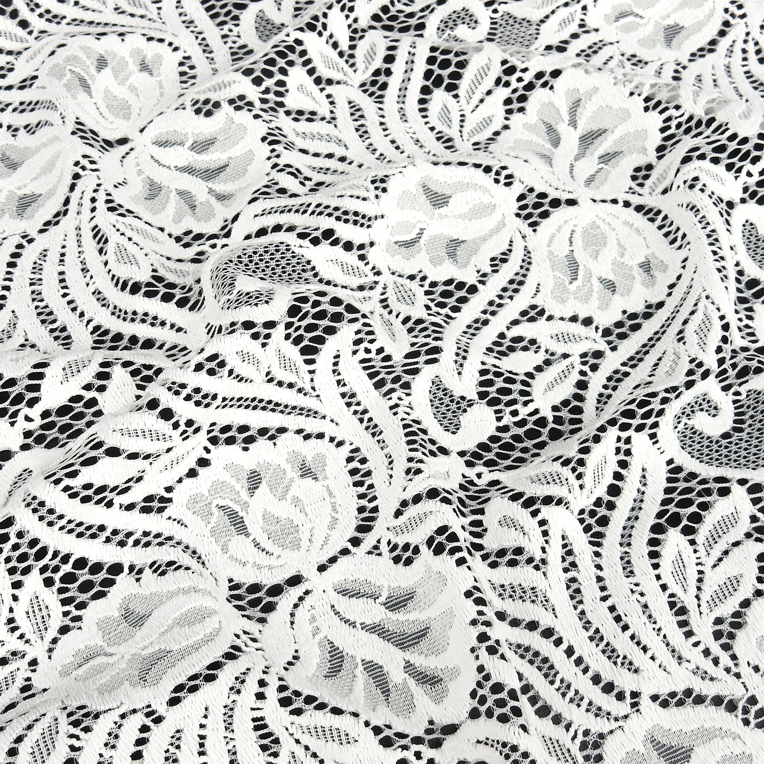 Embroidered Double Sided Border Stretch Klauber Lace Fabric 6014 Ivory