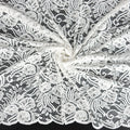 Embroidered Double Sided Border Stretch Lace Fabric 6014 Ivory