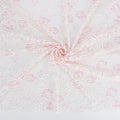 Embroidered Double Sided Border Stretch Lace Fabric 6014 Ivory/Roseate