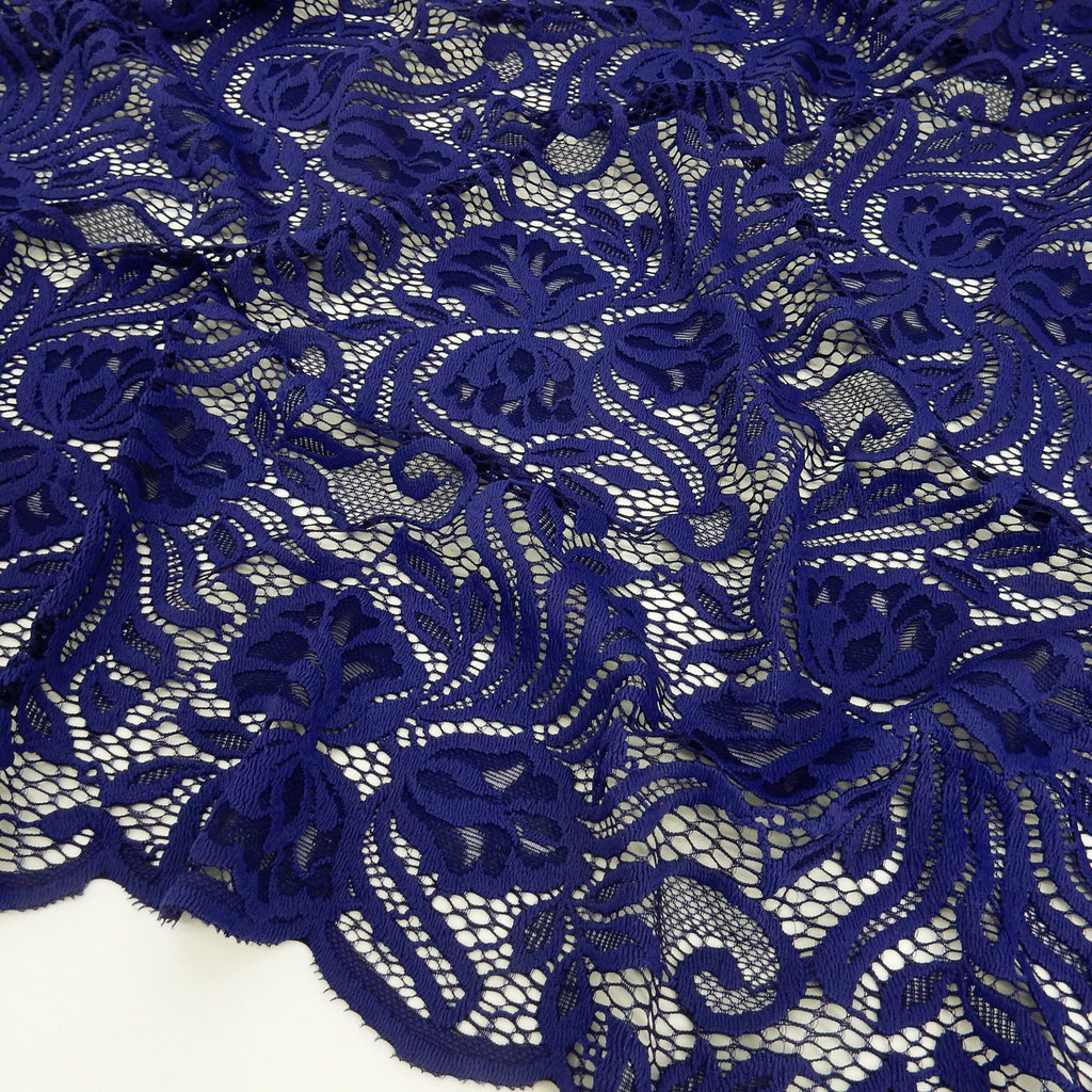 Embroidered Double Sided Border Stretch Lace Fabric 6014 Sweet Berry