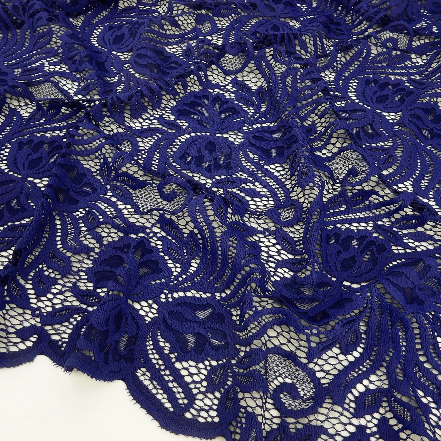 Embroidered Double Border Stretch Klauber Lace Fabric 6014 Sweet Berry