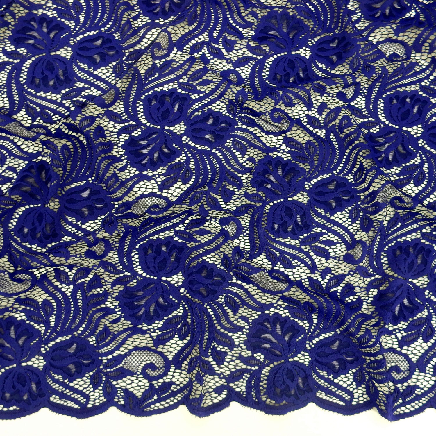 Embroidered Double Sided Border Stretch Lace Fabric 6014 Sweet Berry