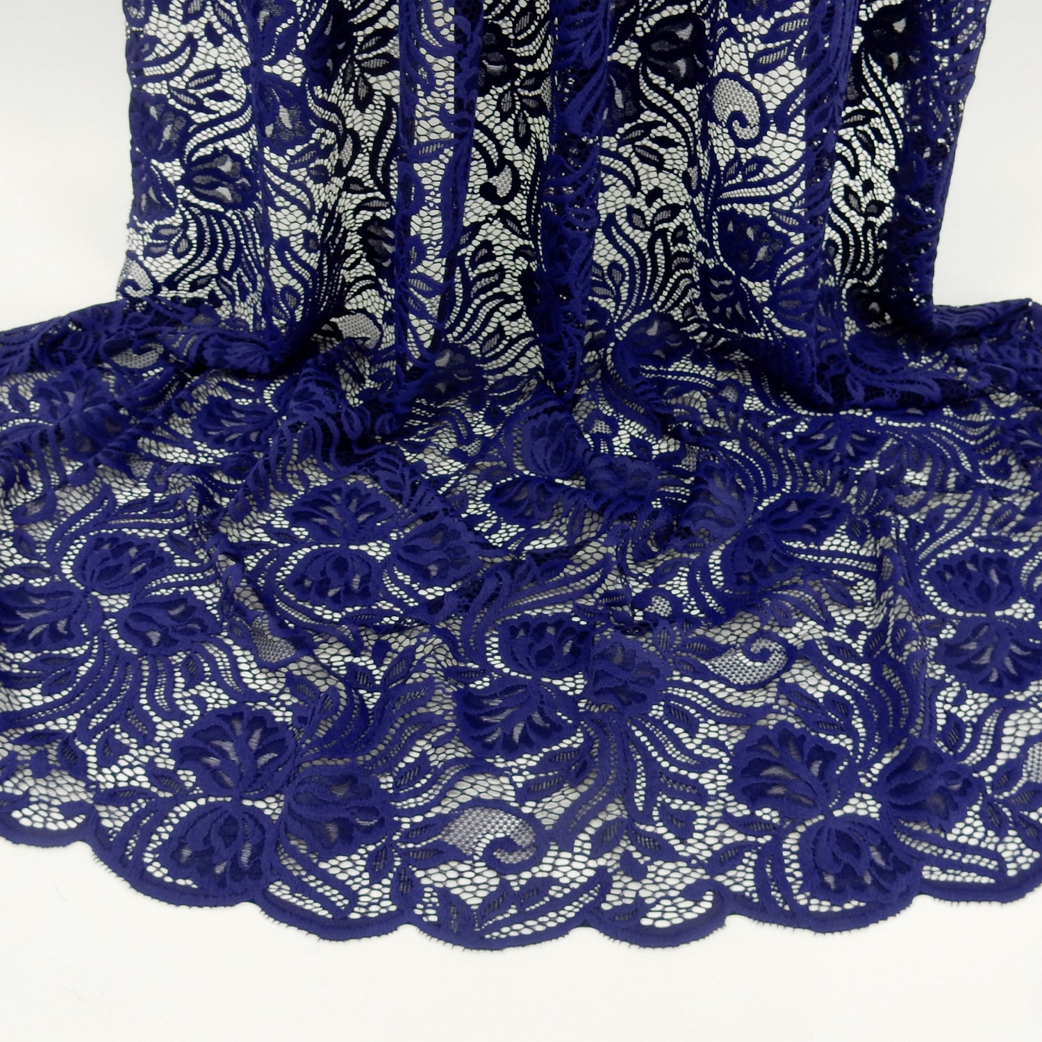 Embroidered Double Border Stretch Klauber Lace Fabric 6014 Sweet Berry