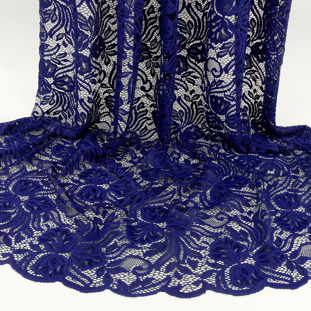 Embroidered Double Sided Border Stretch Lace Fabric 6014 Sweet Berry