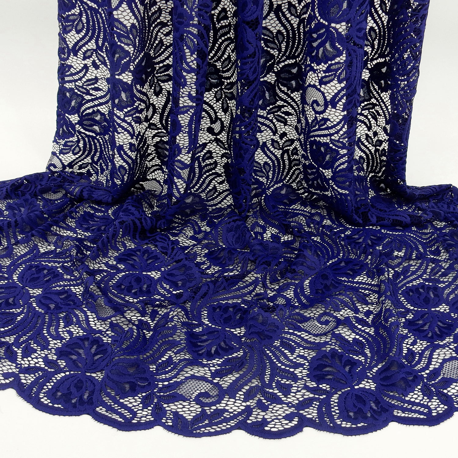 Embroidered Double Border Stretch Klauber Lace Fabric 6014 Sweet Berry