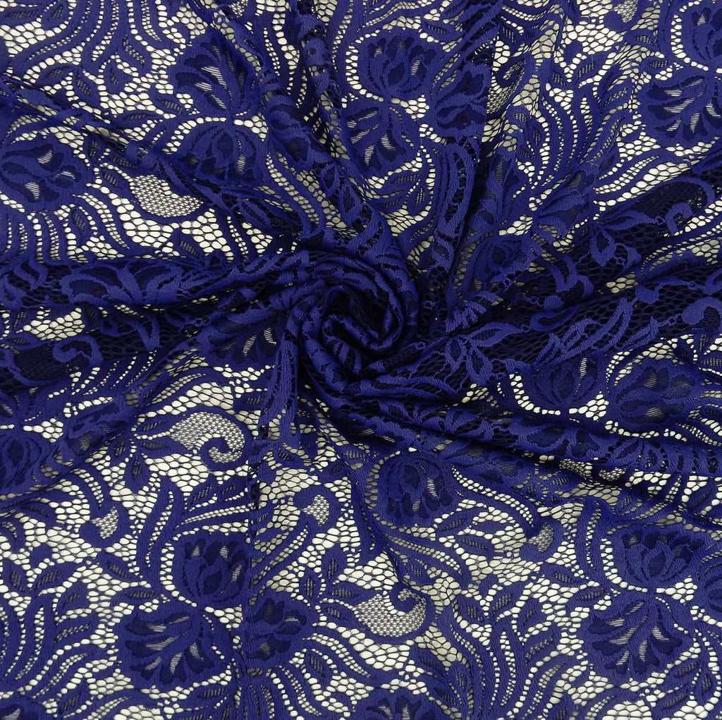 Embroidered Double Sided Border Stretch Lace Fabric 6014 Sweet Berry