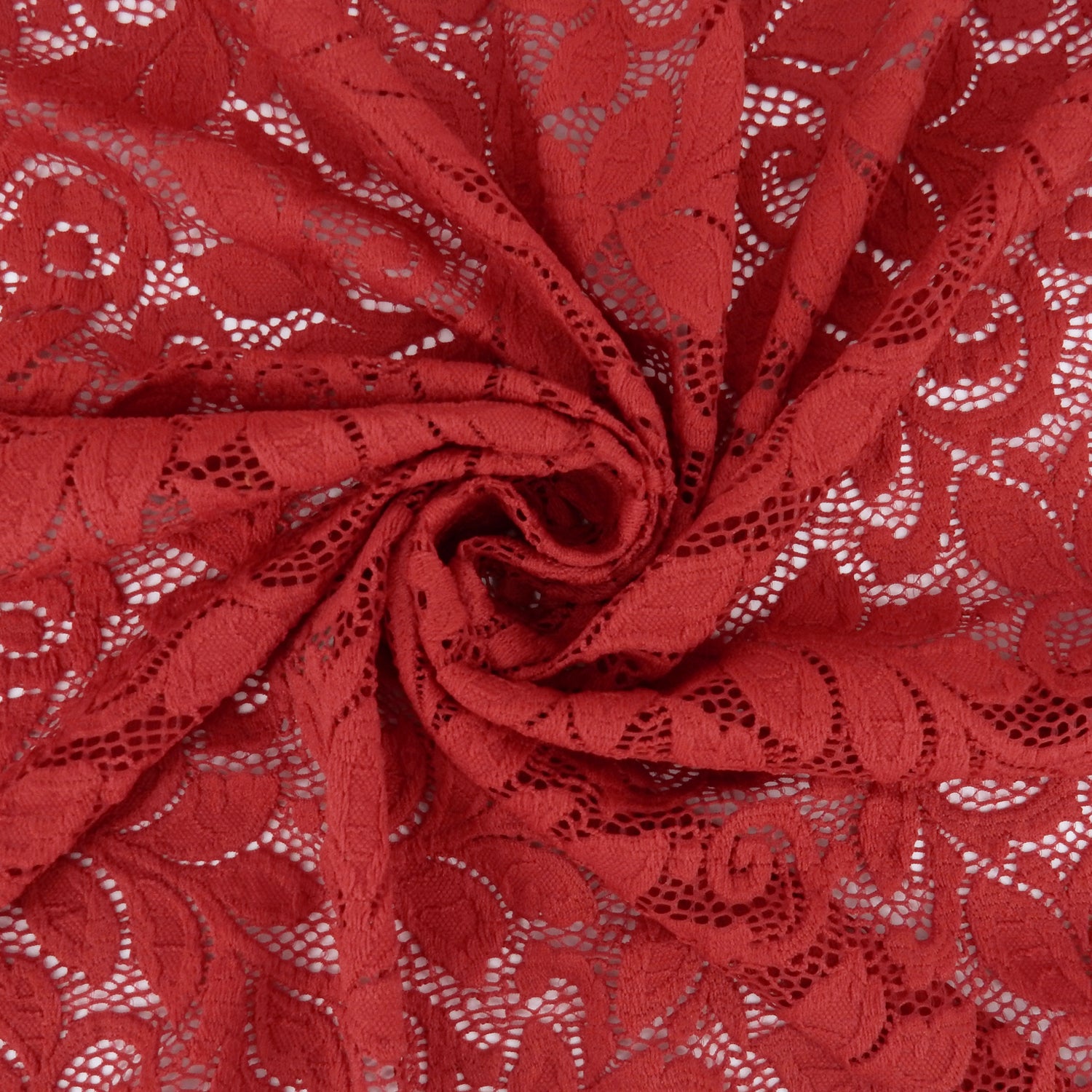 Embroidered Double Sided Border Stretch Lace Fabric 7387 Haute Red