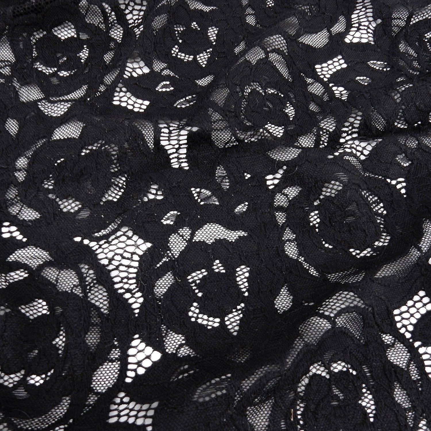Embroidered Double Sided Border Stretch Klauber Lace Fabric 7395 Black