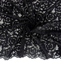 Embroidered Double Sided Border Stretch Lace Fabric 7395 Black