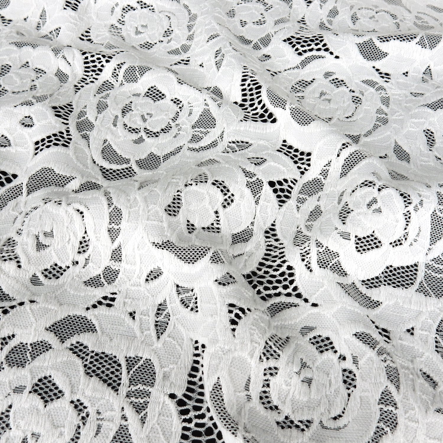 Embroidered Double Sided Border Stretch Klauber Lace Fabric 7395 Ivory