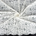Embroidered Double Sided Border Stretch Lace Fabric 7395 Ivory