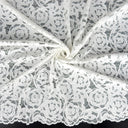 Embroidered Double Sided Border Stretch Lace Fabric 7395 Ivory