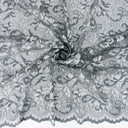 Embroidered Double Sided Border Stretch Lace Fabric 7638 Grey/Silver