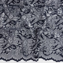 Embroidered Double Sided Border Stretch Lace Fabric 7638 Navy/Silver