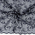 Embroidered Double Sided Border Stretch Lace Fabric 7638 Navy/Silver