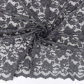 Embroidered Double Sided Border Stretch Lace Fabric 7638 Gun Metal