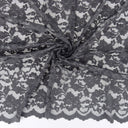 Embroidered Double Sided Border Stretch Lace Fabric 7638 Gun Metal