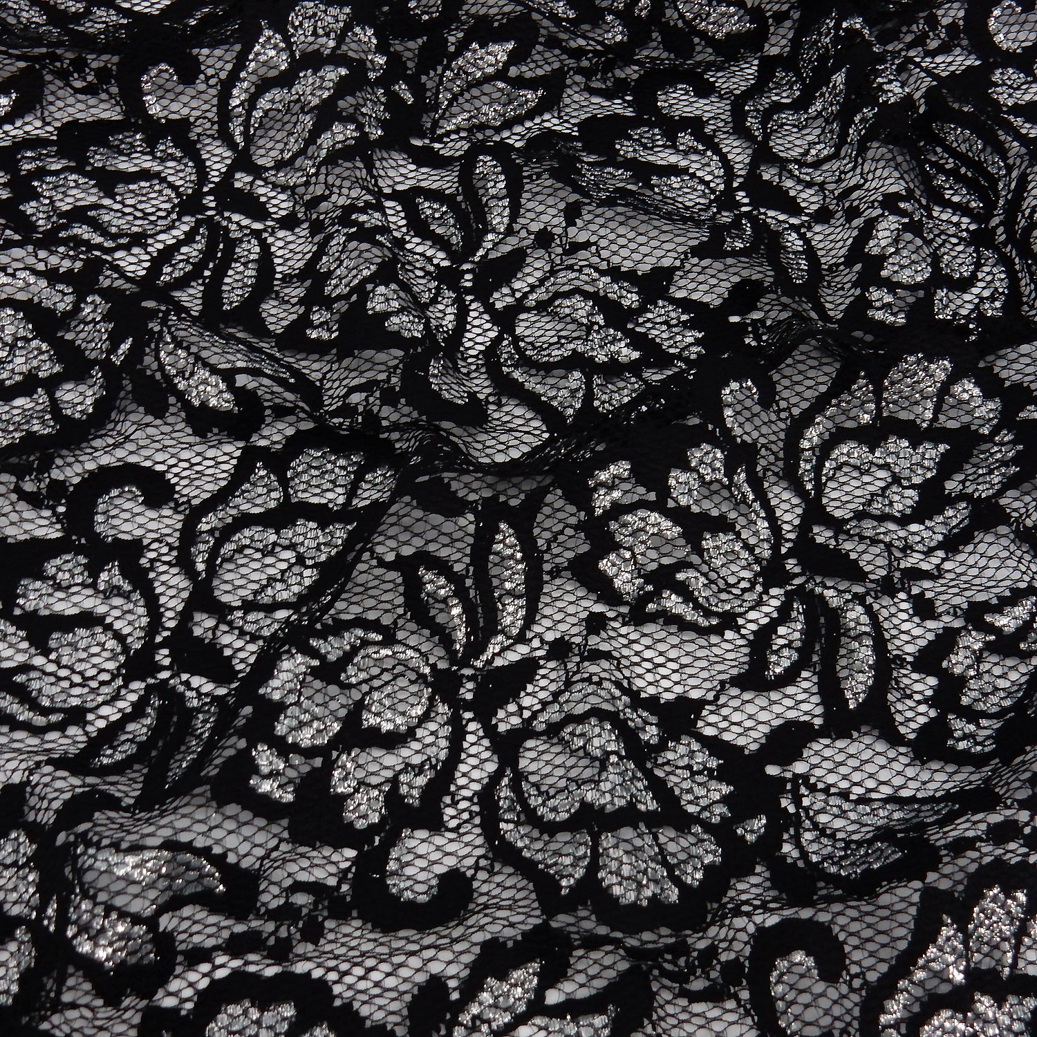 Metallic Double-Sided Border Klauber Lace Fabric 9100 Black/Silver