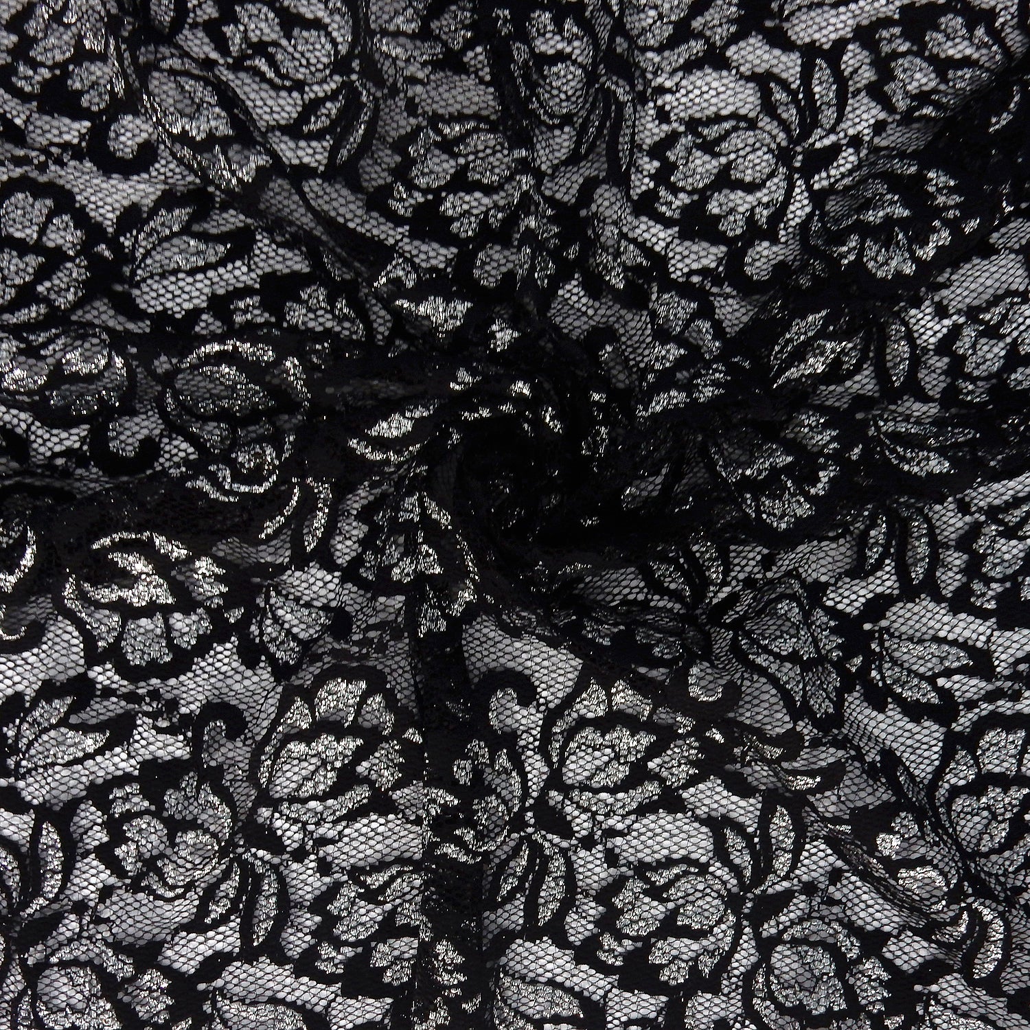 Metallic Double-Sided Border Klauber Lace Fabric 9100 Black/Silver