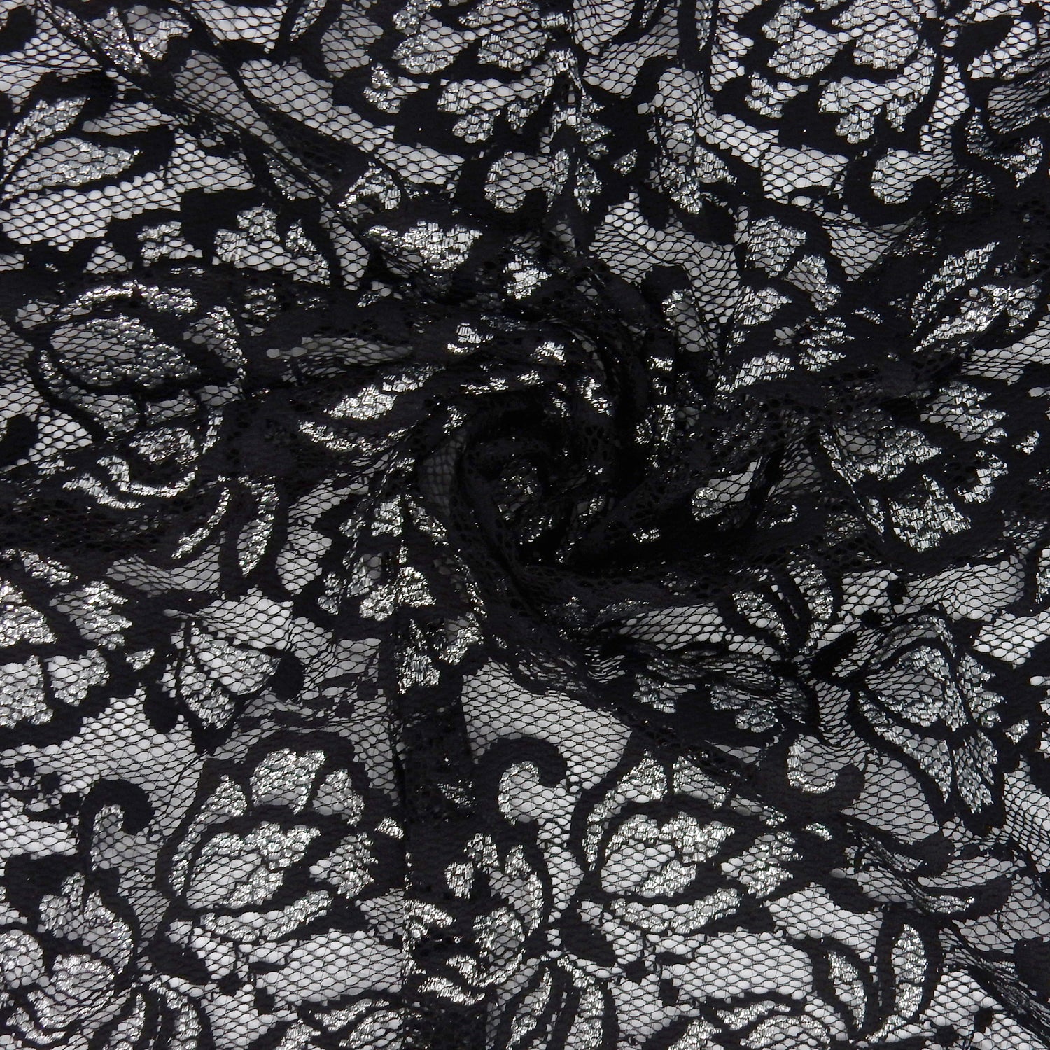 Metallic Double-Sided Border Klauber Lace Fabric 9100 Black/Silver