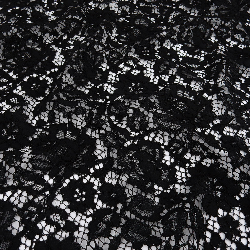Double Sided Eyelash Scalloped Border Lace Fabric 911177 Black