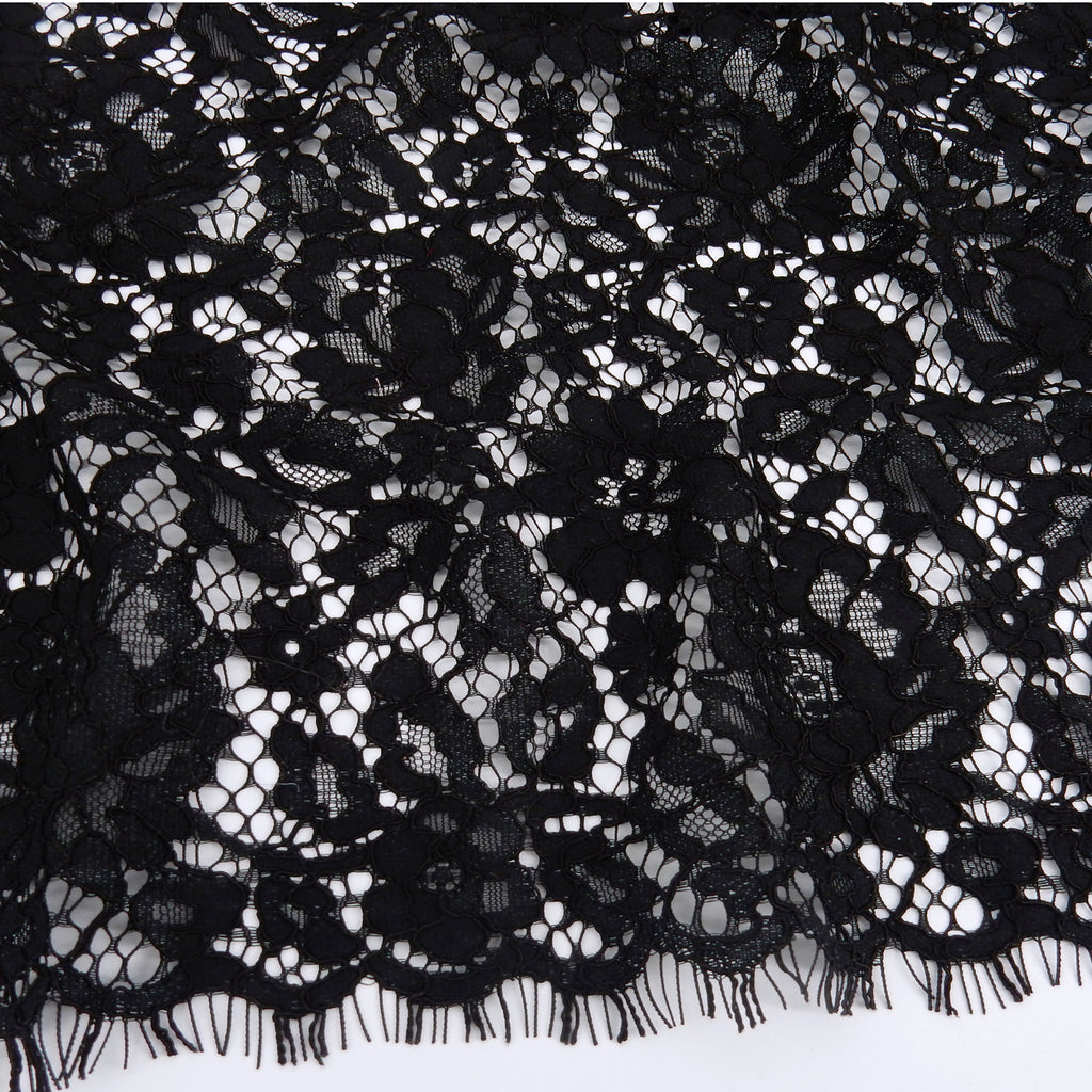 Double Sided Eyelash Scalloped Border Lace Fabric 911177 Black