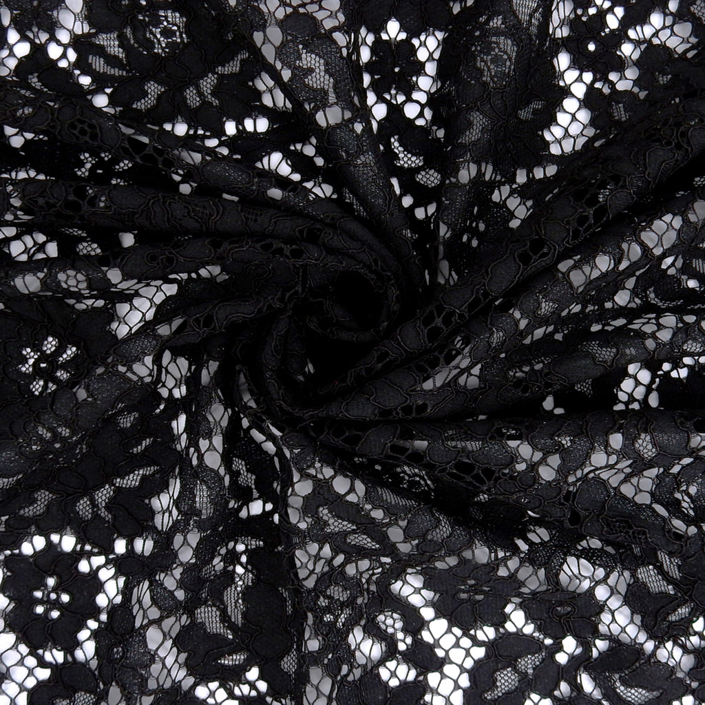 Double Sided Eyelash Scalloped Border Lace Fabric 911177 Black