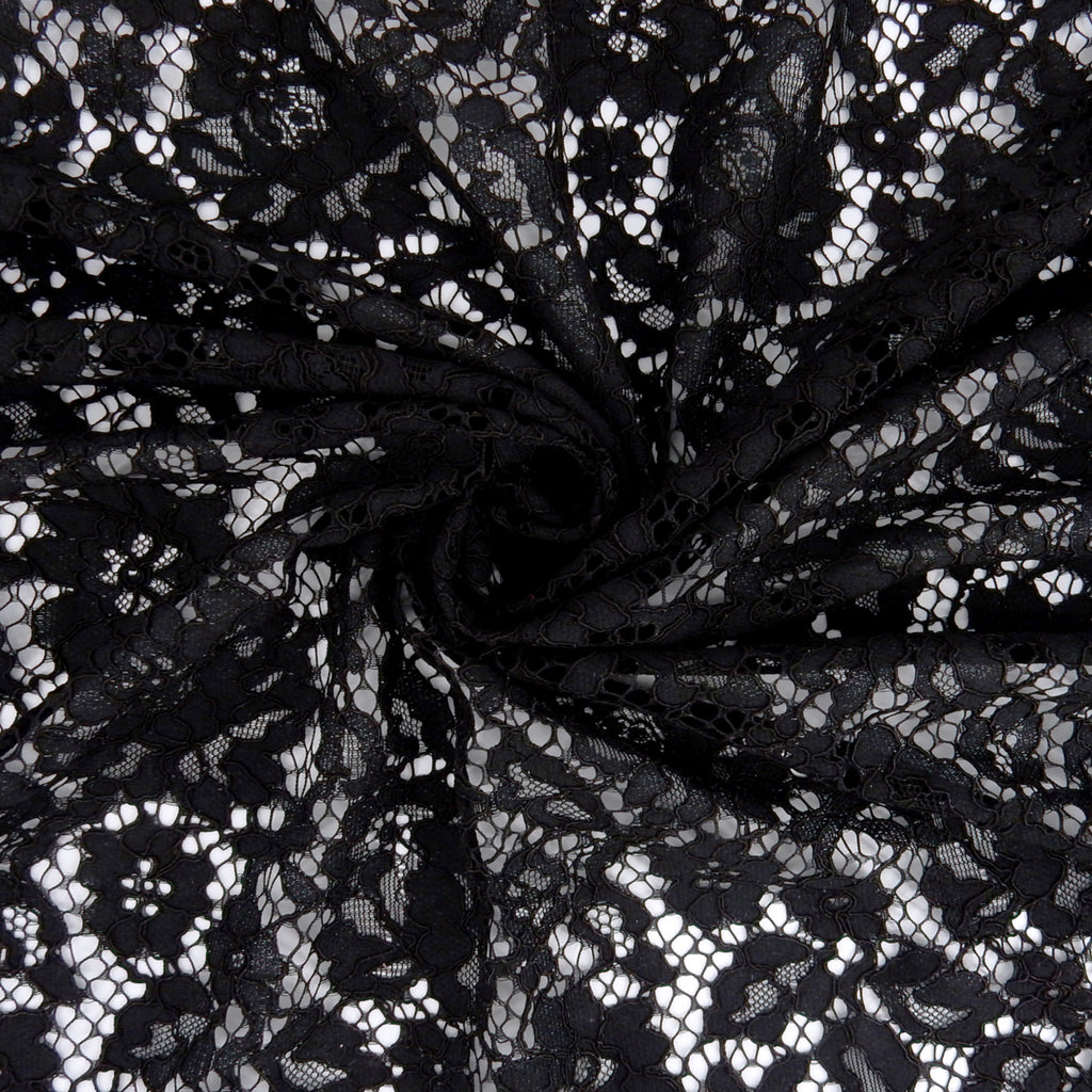 Double Sided Eyelash Scalloped Border Lace Fabric 911177 Black