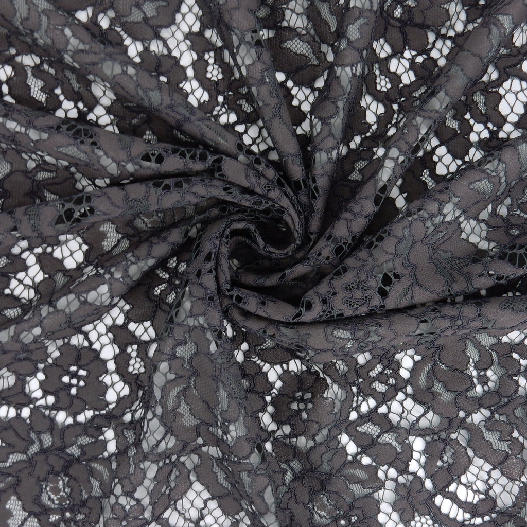 Double Sided Eyelash Scalloped Border Lace Fabric 911177 Grey