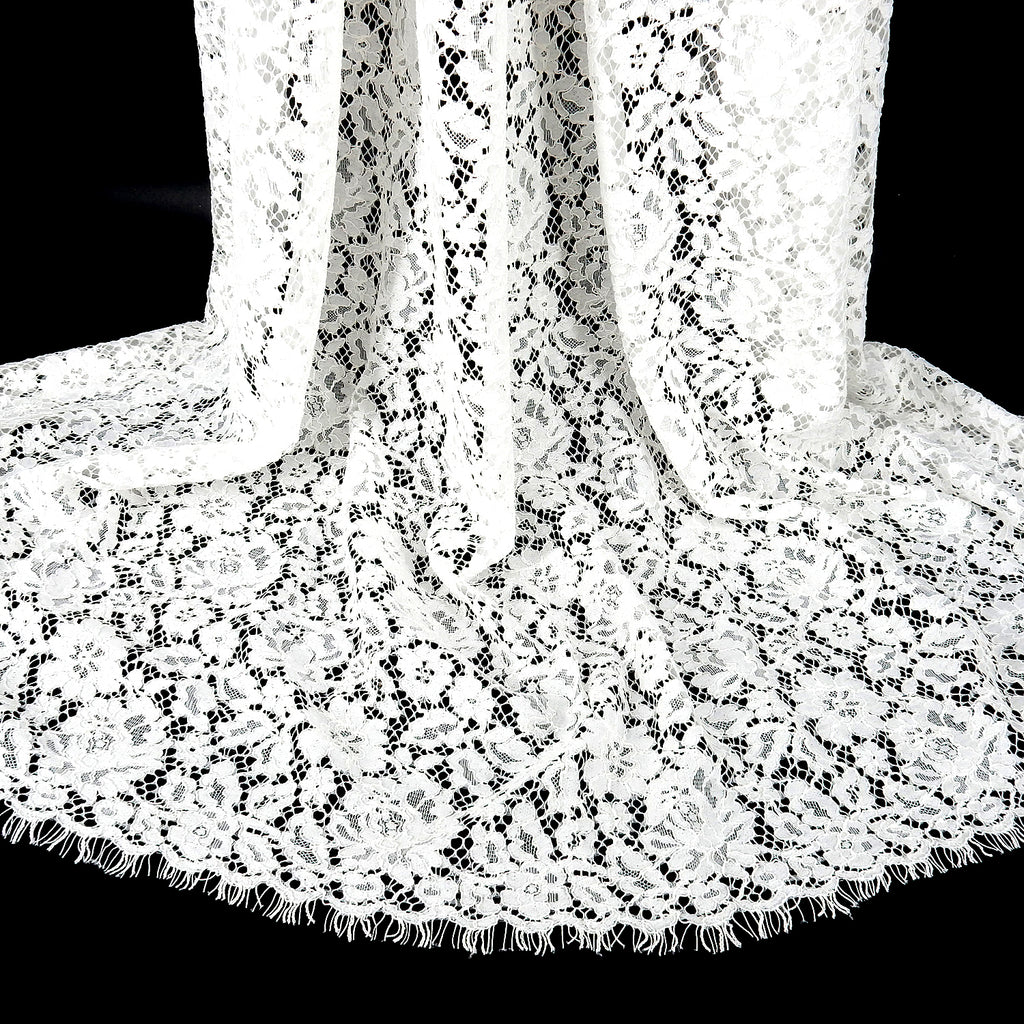 Double Sided Eyelash Scalloped Border Lace Fabric 911177 Ivory