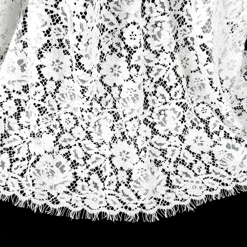Double Sided Eyelash Scalloped Border Lace Fabric 911177 Ivory