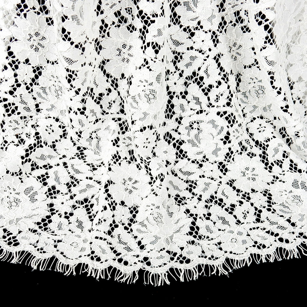 Double Sided Eyelash Scalloped Border Lace Fabric 911177 Ivory