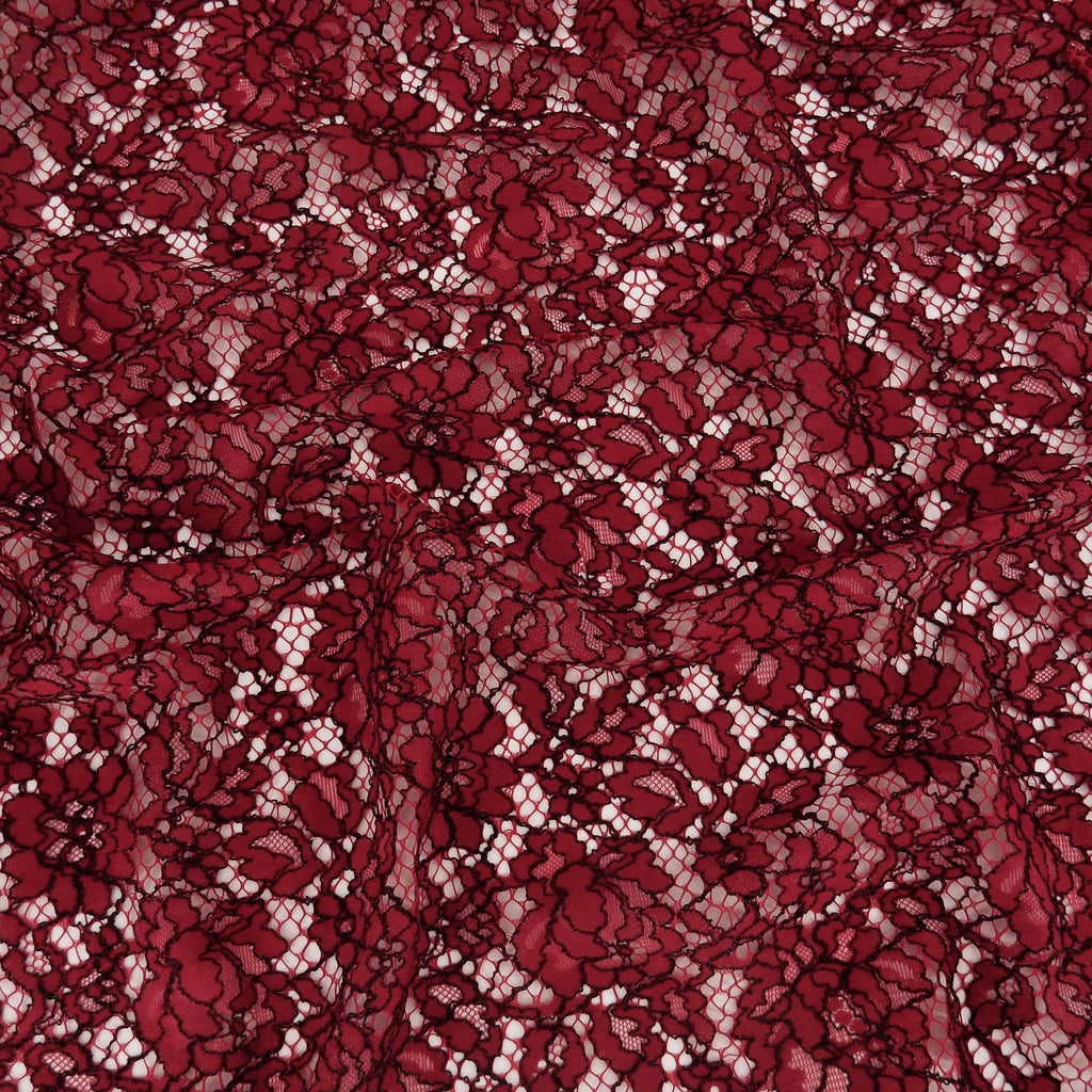 Double Sided Eyelash Scalloped Border Lace Fabric 911177 Red/Black