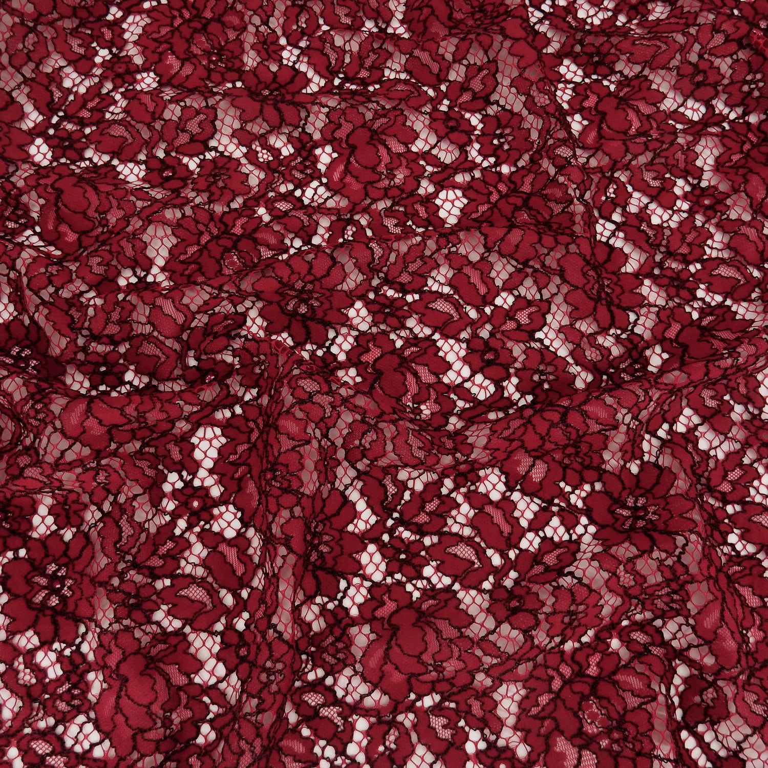 Double Sided Eyelash Scalloped Border Lace Fabric 911177 Red/Black
