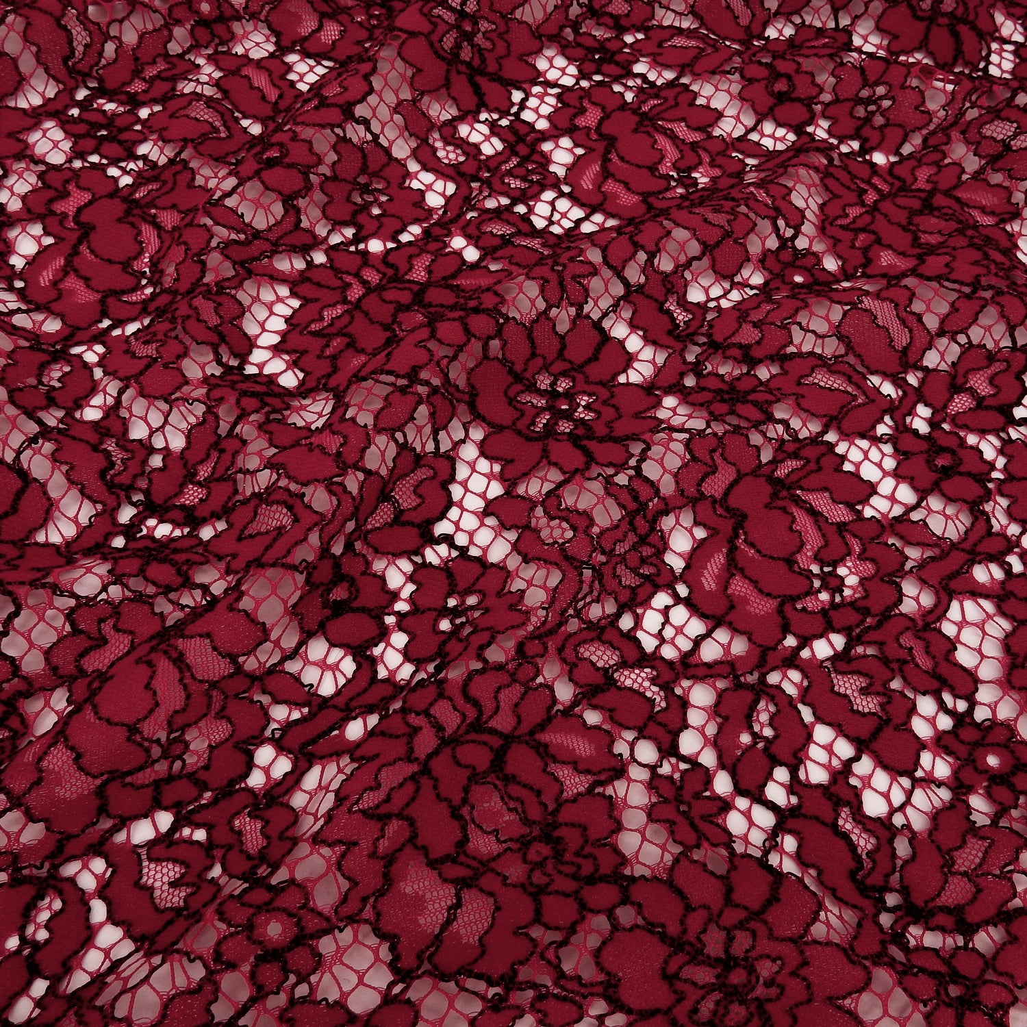 Double Sided Eyelash Scalloped Border Lace Fabric 911177 Red/Black