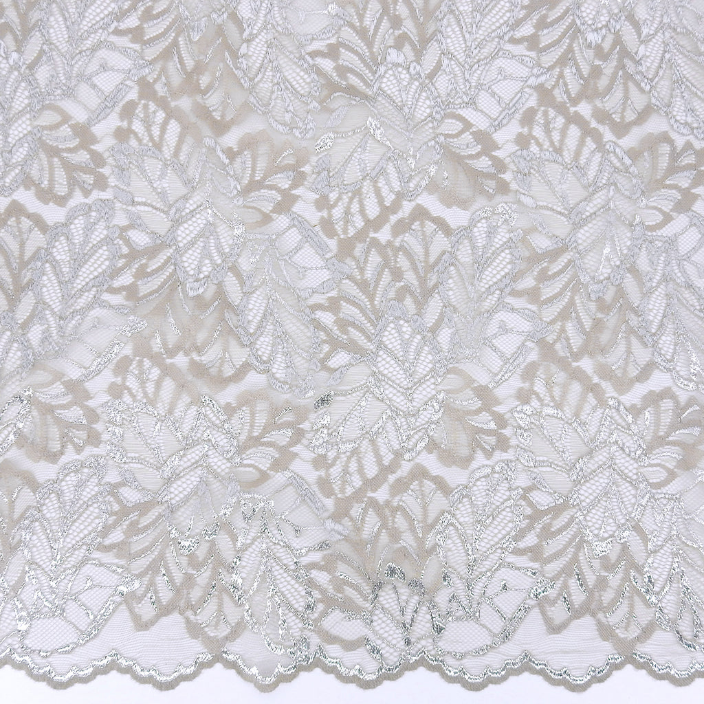 Double Sided Eyelash Scalloped Border Lace Fabric 9254 Sandstone/Silver