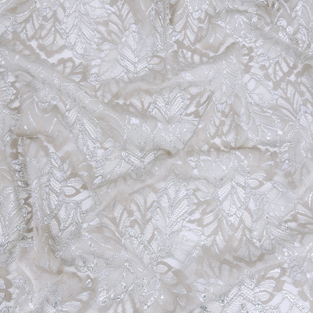 Double Sided Eyelash Scalloped Border Lace Fabric 9254 Sandstone/Silver