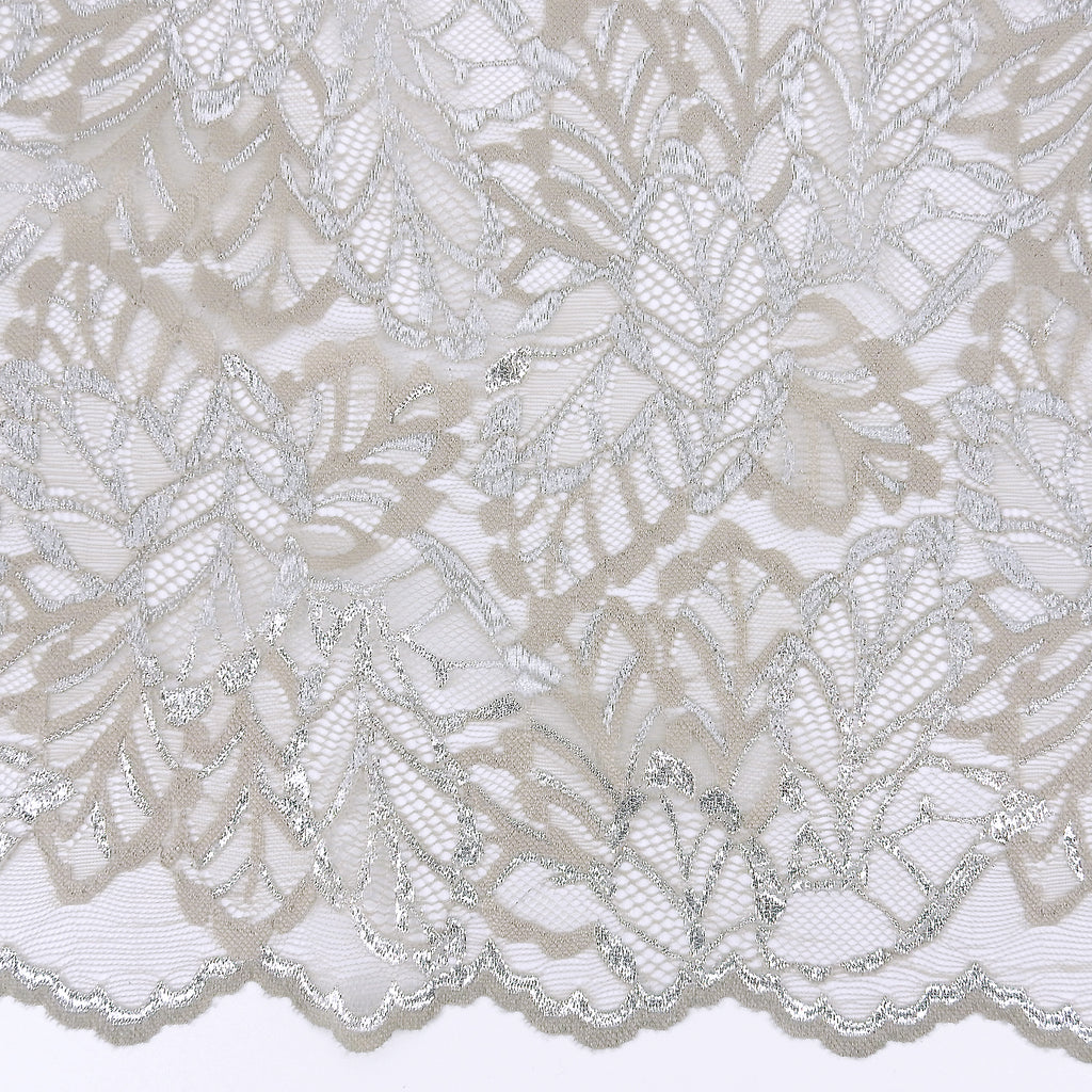 Double Sided Eyelash Scalloped Border Lace Fabric 9254 Sandstone/Silver