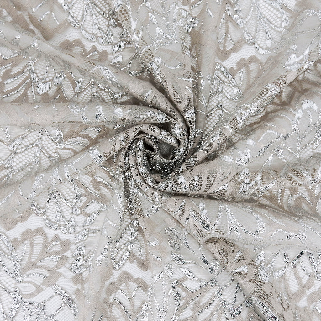 Double Sided Eyelash Scalloped Border Lace Fabric 9254 Sandstone/Silver