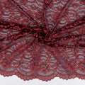 Double Sided Eyelash Border Stretch Mesh Lace Fabric 9492 Fig/ Cherry Tomato