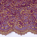 Double Sided Eyelash Border Stretch Mesh Lace Fabric 9492 Sparkling Grape/ Iced Popp