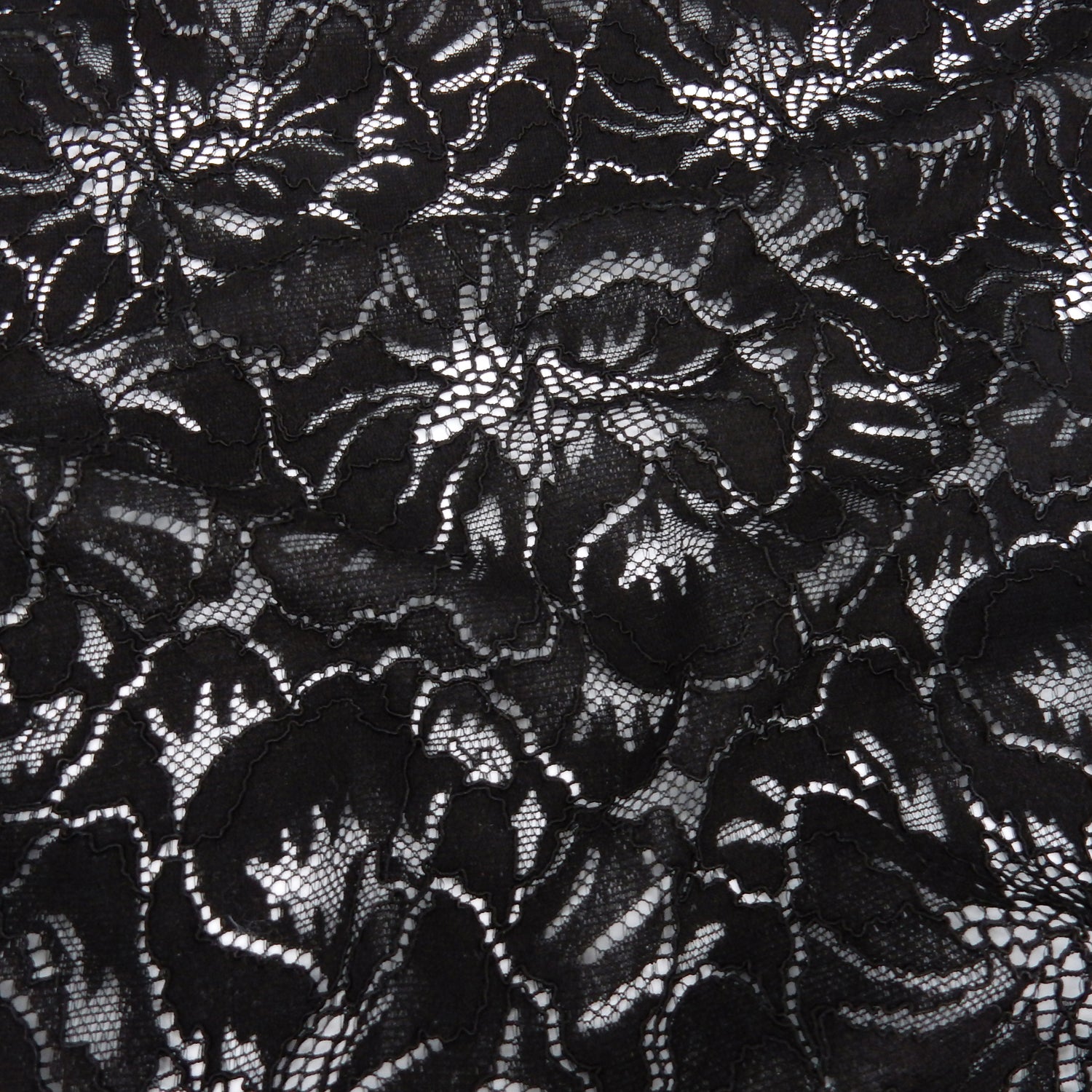 Embroidered Double Sided Border Stretch Lace Fabric 9739 Black