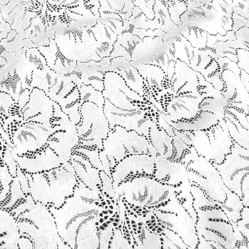 Double Sided Scalloped Border Stretch Lace Fabric 9739 Ivory
