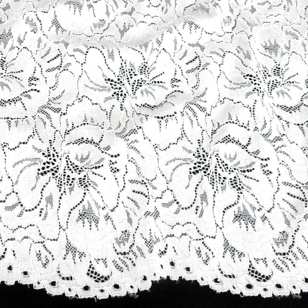 Double Sided Scalloped Border Stretch Lace Fabric 9739 Ivory