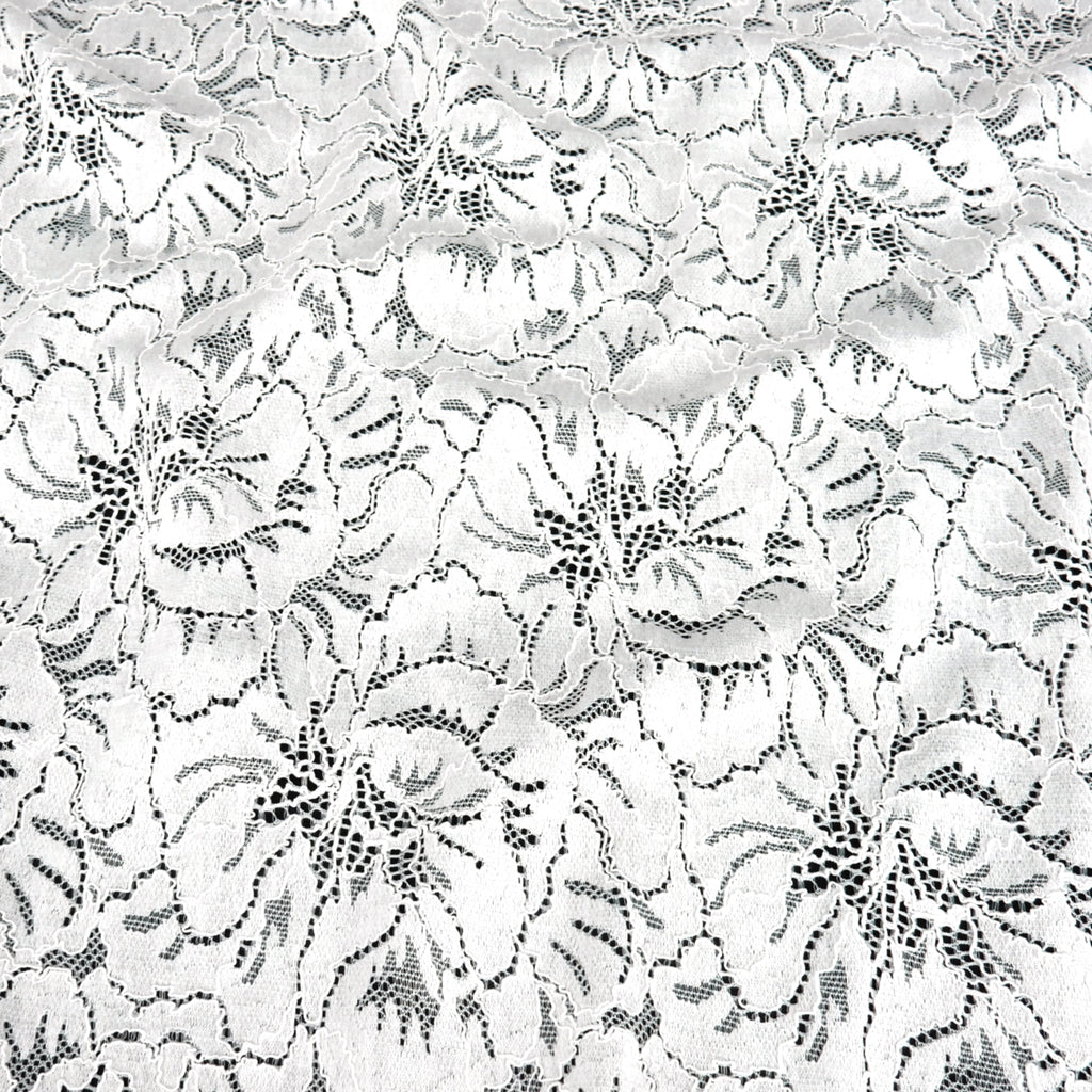 Double Sided Scalloped Border Stretch Lace Fabric 9739 Ivory
