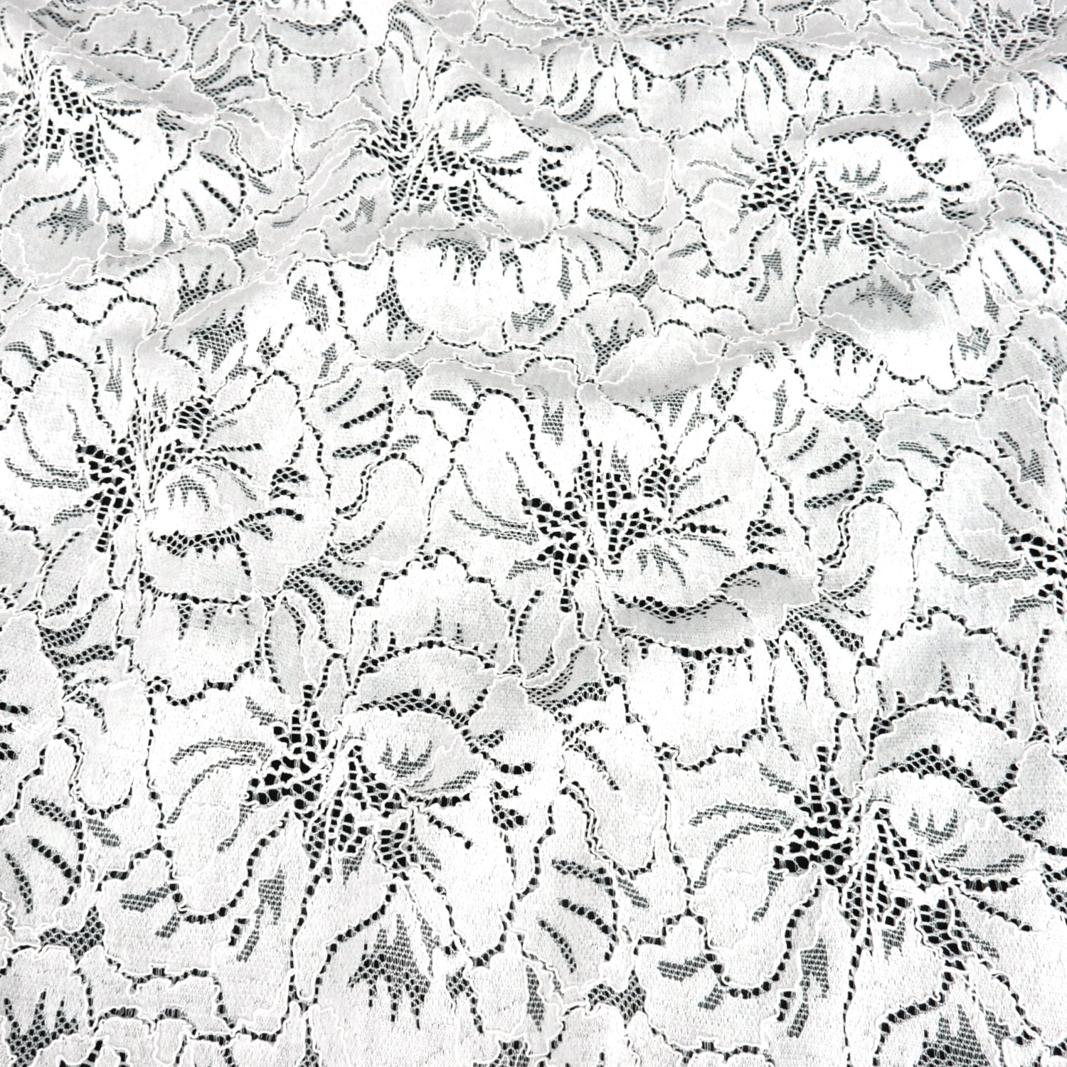 Double Sided Scalloped Border Stretch Klauber Lace Fabric 9739 Ivory