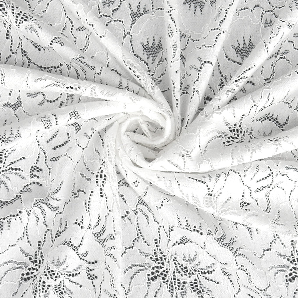 Double Sided Scalloped Border Stretch Lace Fabric 9739 Ivory