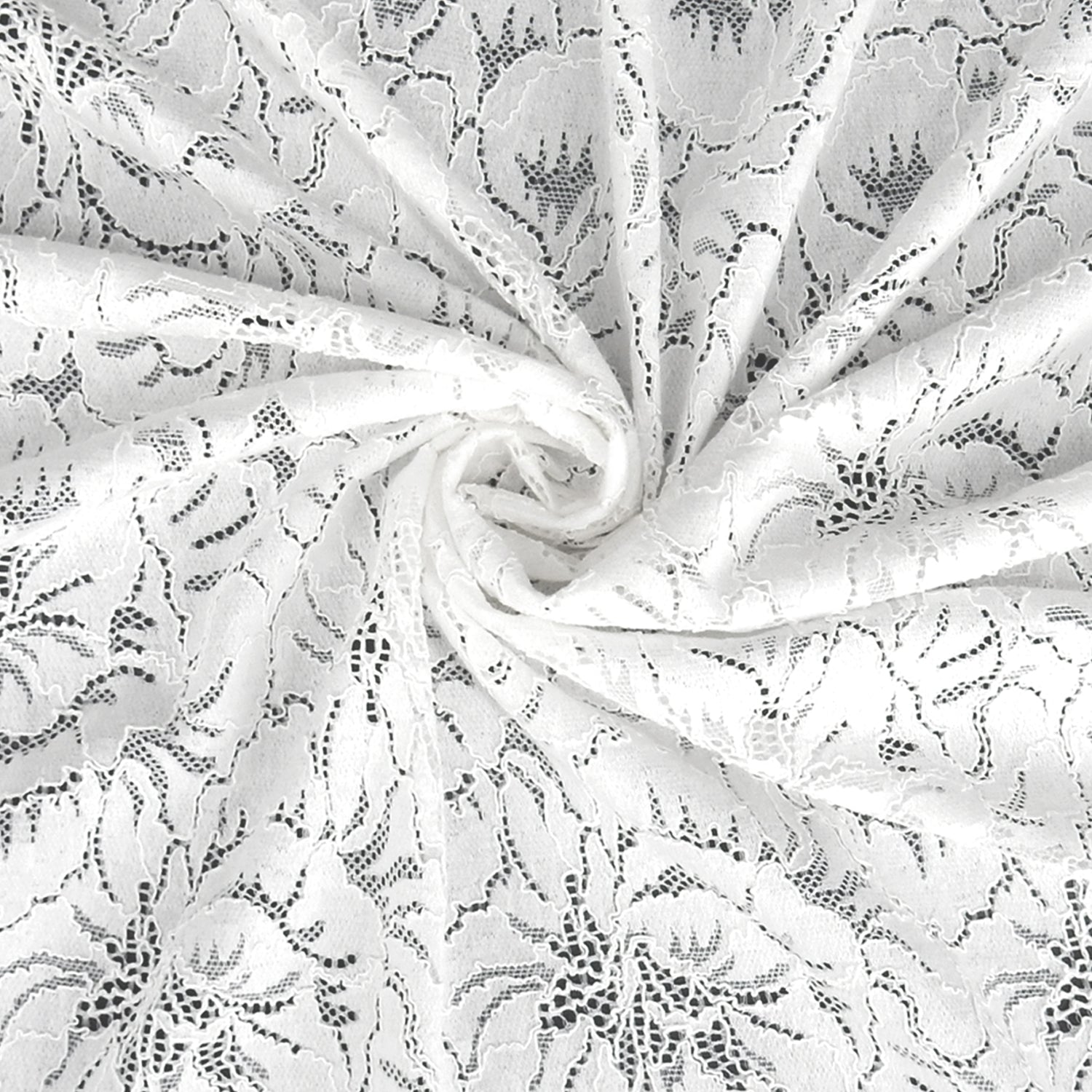 Double Sided Scalloped Border Stretch Klauber Lace Fabric 9739 Ivory
